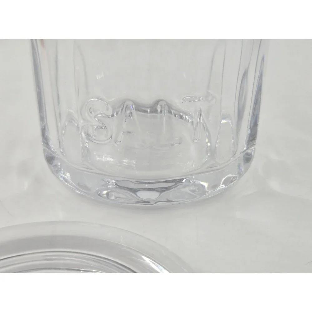 Clear Glass Salt Cellar w Lid Salt Storage Container Salt Box Kitchen Farmhouse